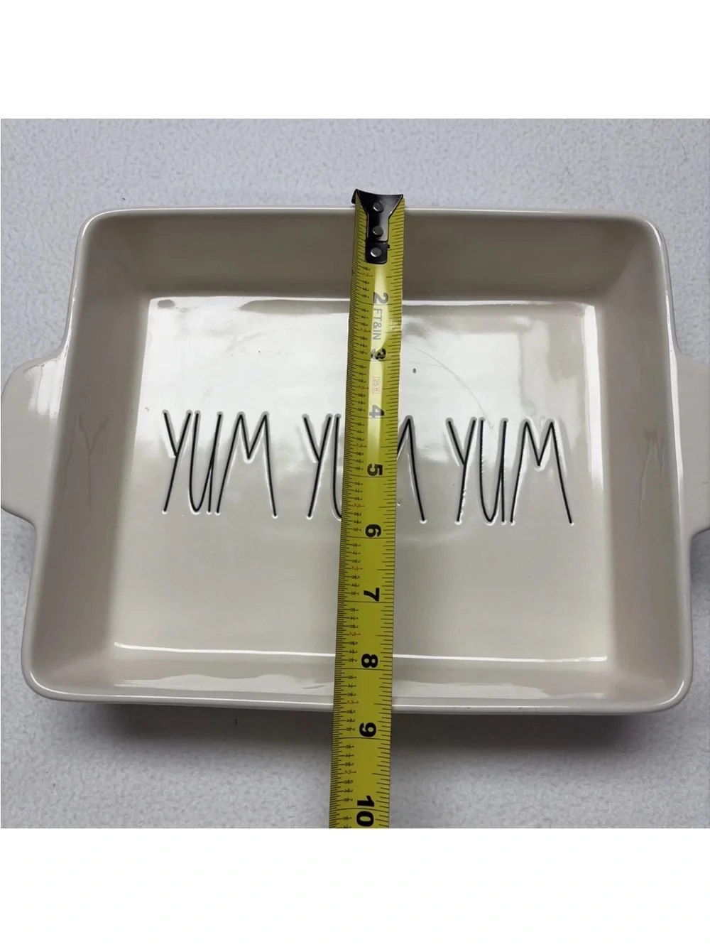 RAE DUNN by Magenta “YUM YUM YUM” 8.5” x 10” rectangular baking dish NEW?